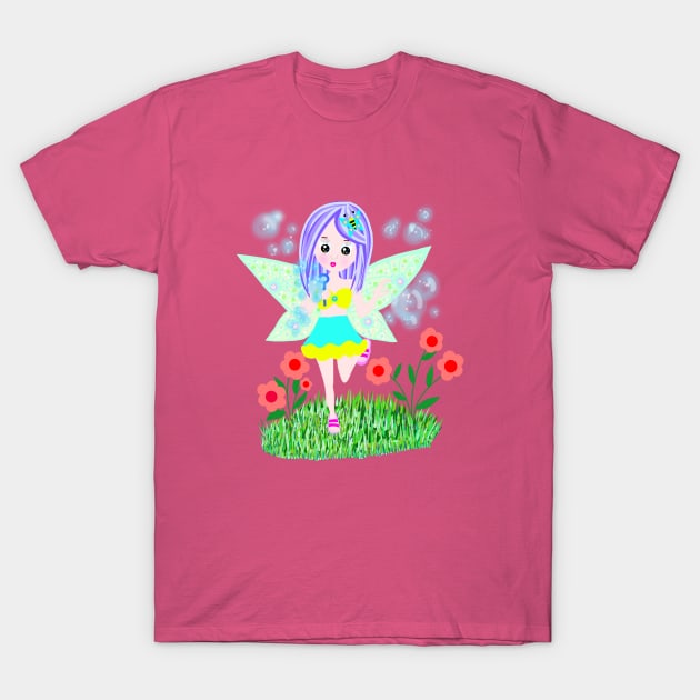 Cute Fairy making bubbles T-Shirt by Justyna's creations